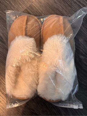 Women's Faux Suede Slippers with Plush White Fur Lining